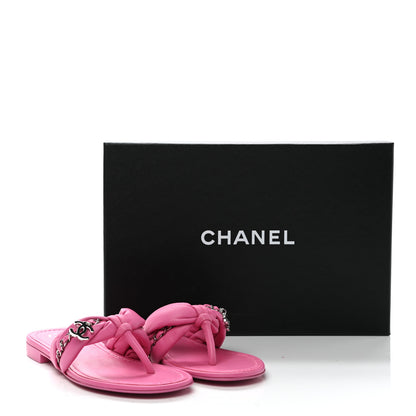 Chanel Lambskin Chain Thong Sandals 35.5 Fuchsia 9 of 9