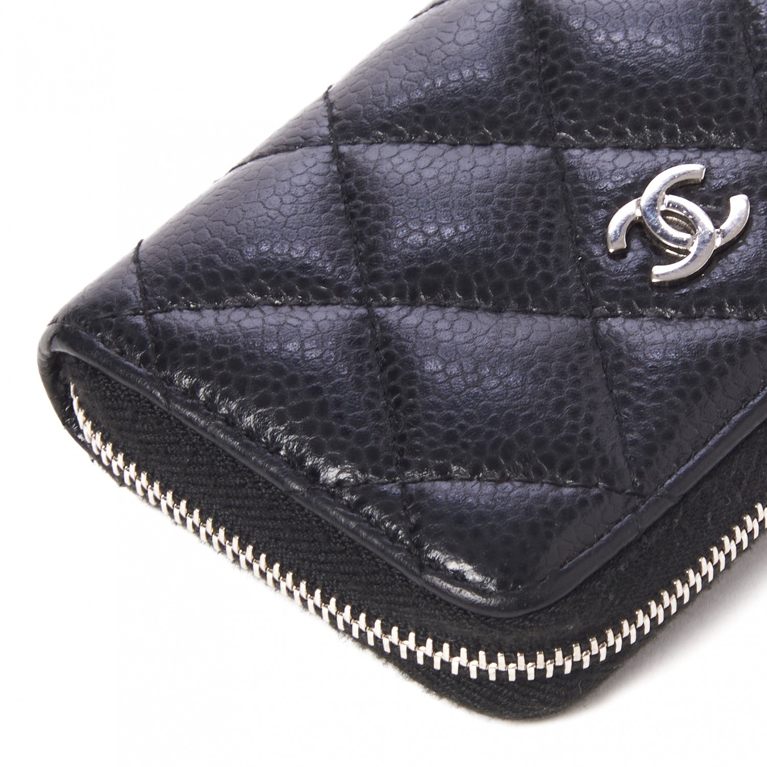 Chanel Caviar Quilted Zip Coin Purse Black 12 of 14