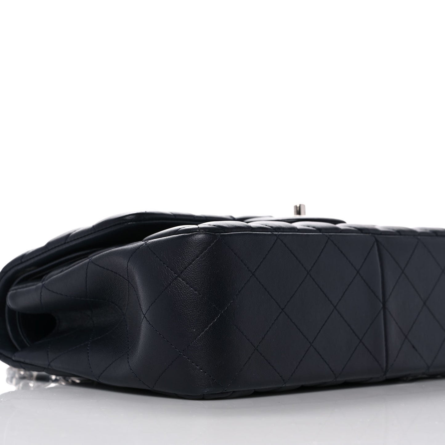 Lambskin Quilted Jumbo Double Flap Dark Blue