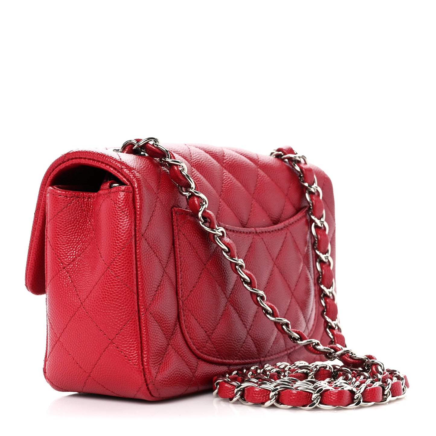 Caviar Quilted Mini Rectangular Flap Red