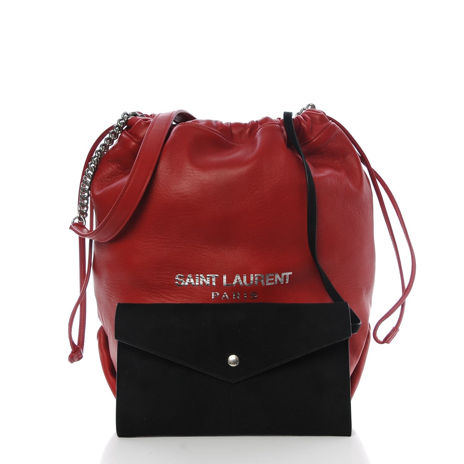 Saint Laurent Lambskin Teddy Drawstring Bag Eros Red 8 of 8