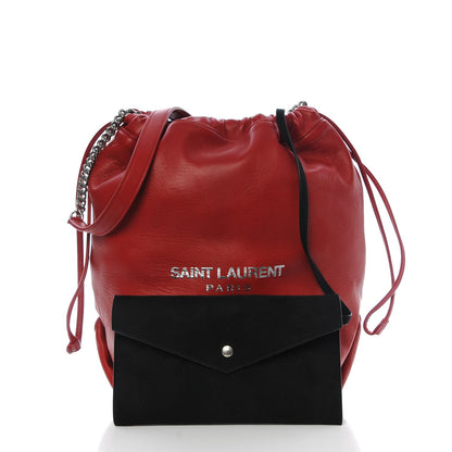 Saint Laurent Lambskin Teddy Drawstring Bag Eros Red 8 of 8