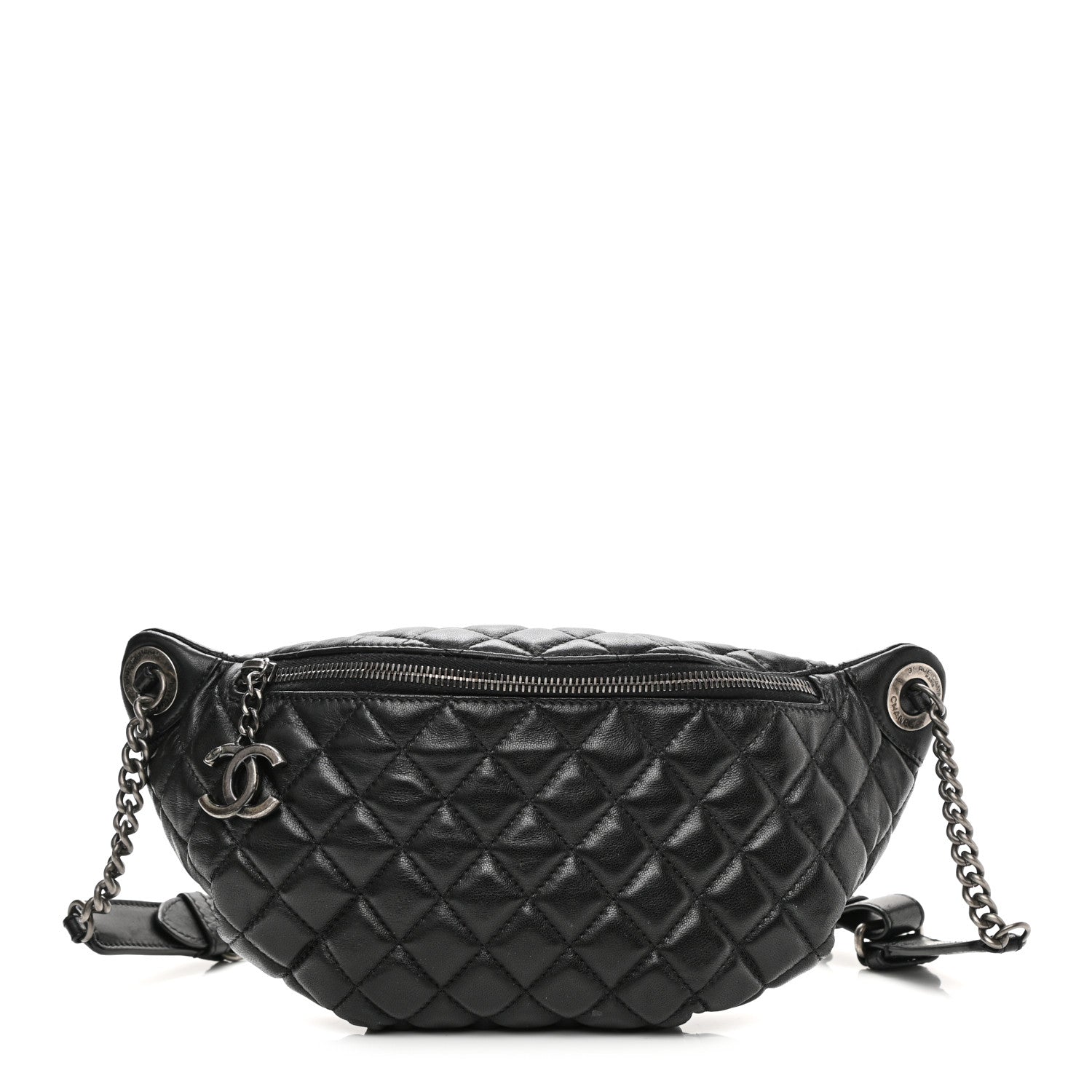 Chanel Lambskin Quilted Banane Waist Bag Fanny Pack Black 1 of 10