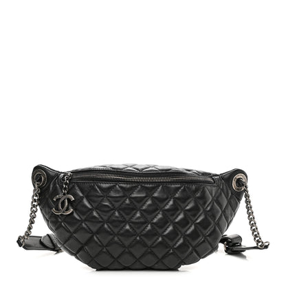 Chanel Lambskin Quilted Banane Waist Bag Fanny Pack Black 1 of 10
