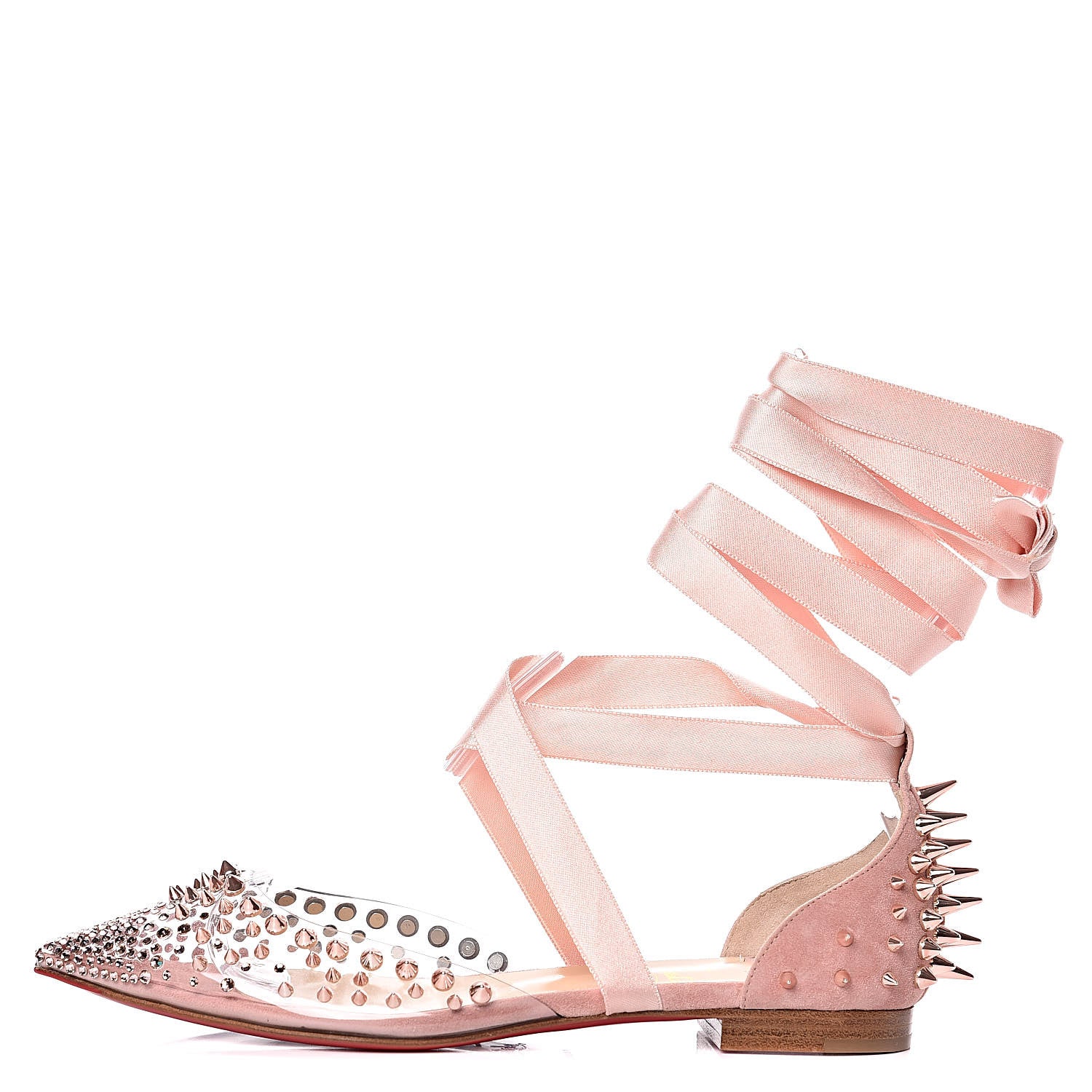 Christian Louboutin PVC Veau Velours Mechante Reine Flats 35 Guimauve 1 of 7