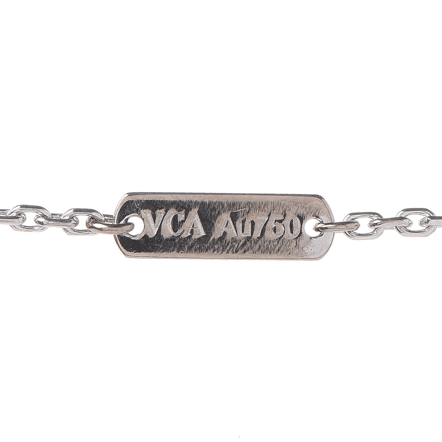 18K White Gold Mother of Pearl Vintage Alhambra Pendant Necklace