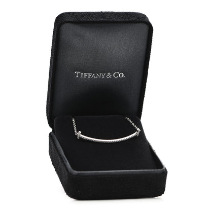 Tiffany 18K White Gold Diamond T Smile Bracelet 4 of 4