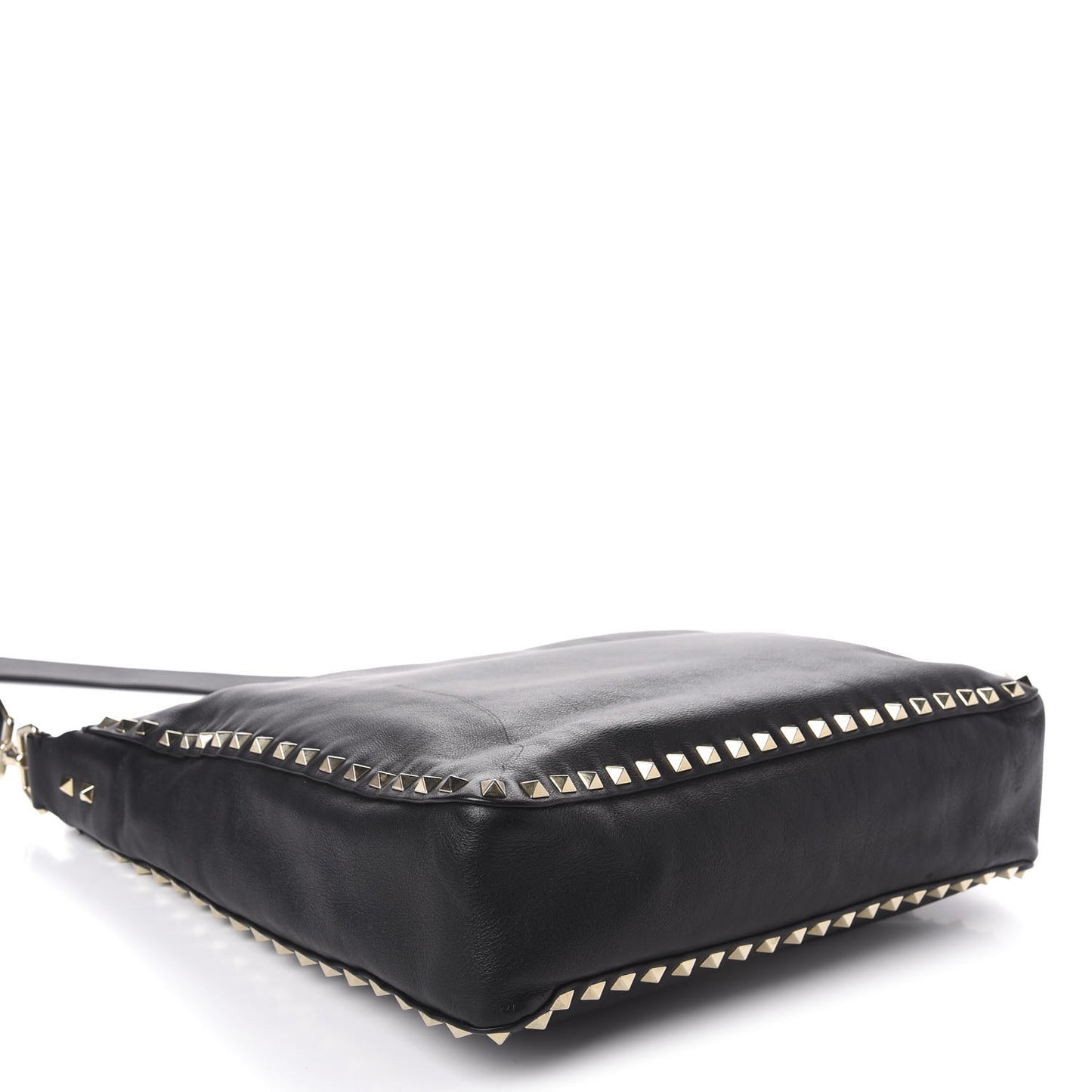 Vitello Large Rockstud Flip-Lock Messenger Bag Black