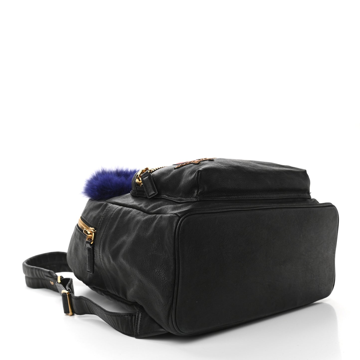 Lambskin Fox Fur Medium Stark Insignia Backpack Black