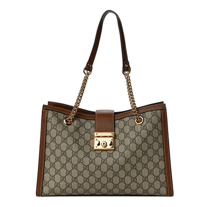 Gucci GG Supreme Monogram Medium Padlock Tote Beige Cuir 3 of 13