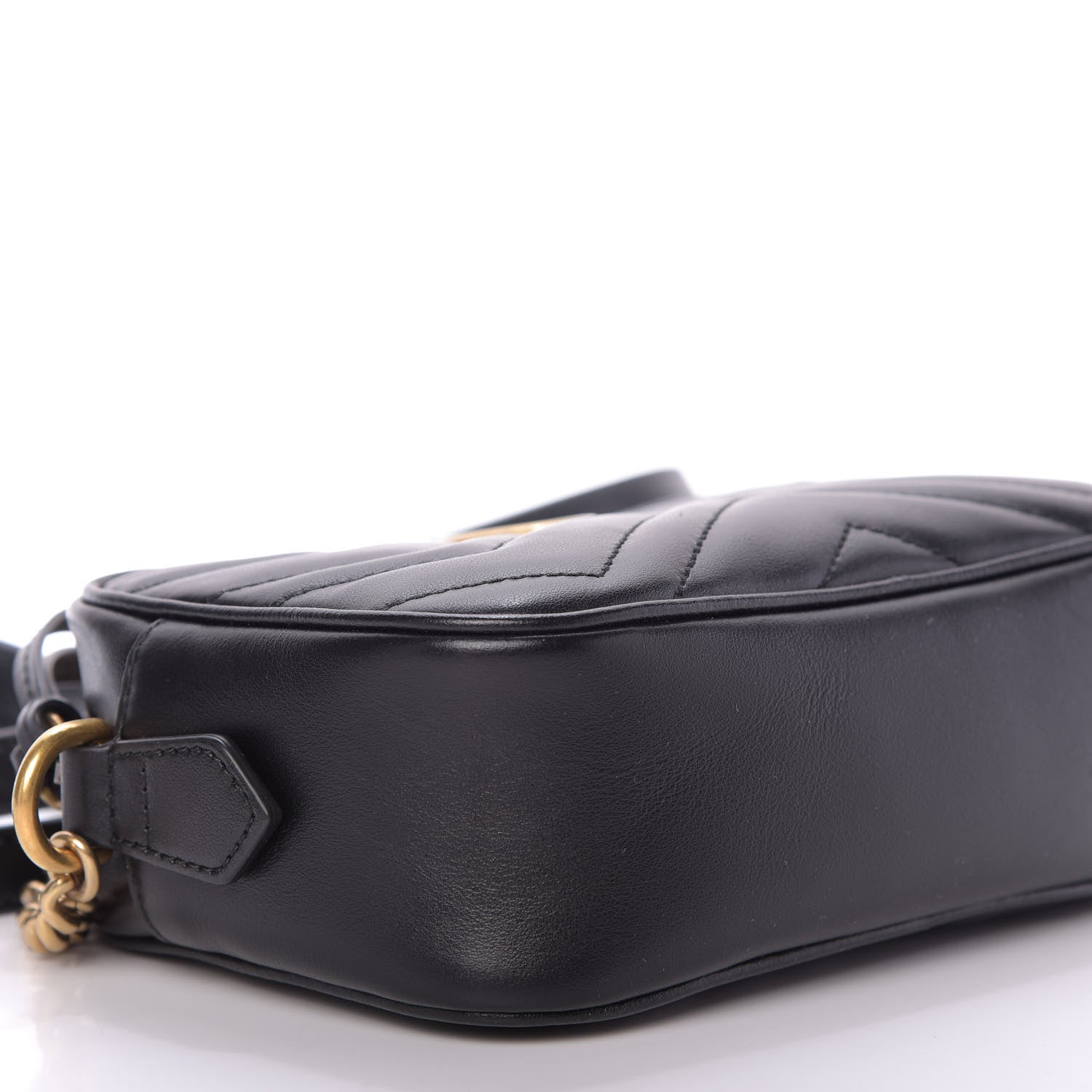 Gucci Calfskin Matelasse Mini GG Marmont Chain Shoulder Bag Black 6 of 10