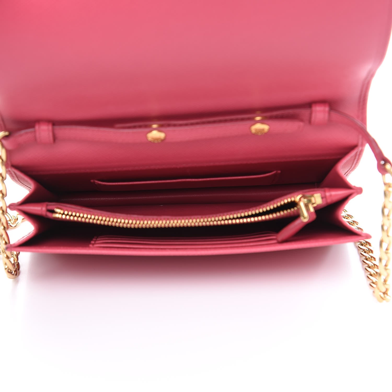 Prada Saffiano Lux Chain Wallet Peonia 5 of 10