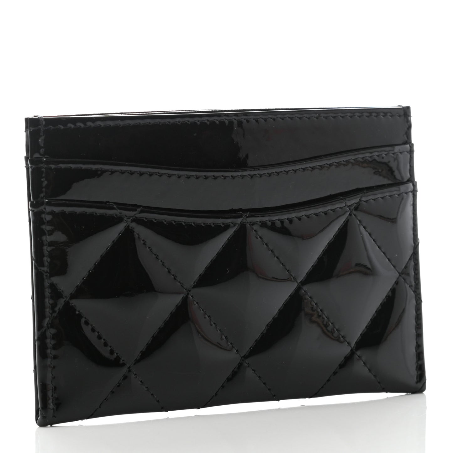 Patent Calfskin Quilted Card Holder So Black