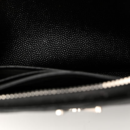 Saint Laurent Grain De Poudre Matelasse Chevron Monogram Zip Around Wallet Black 8 of 8