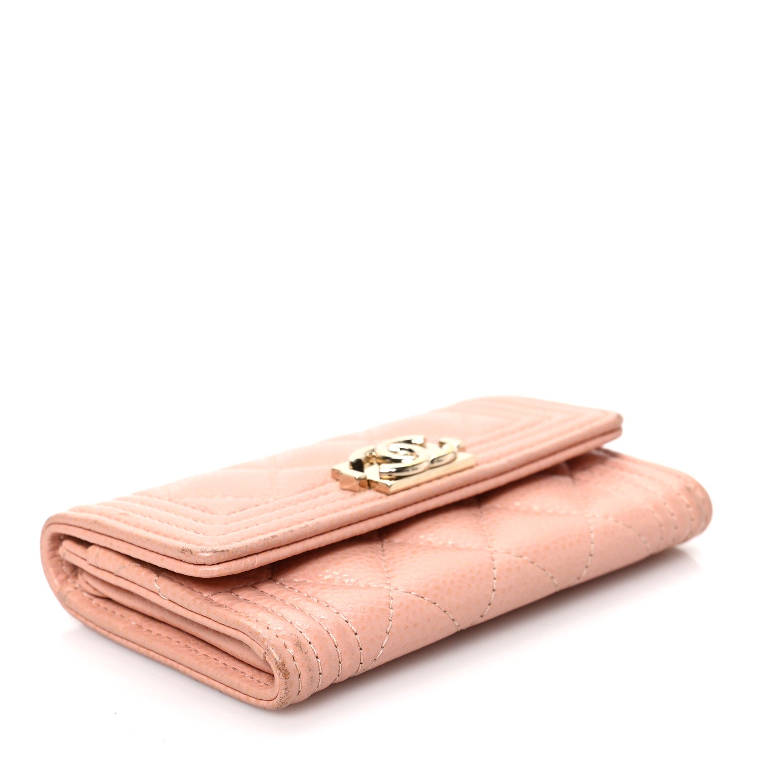 Chanel Caviar Quilted Boy Flap Card Holder Wallet Light Pink 4 of 9