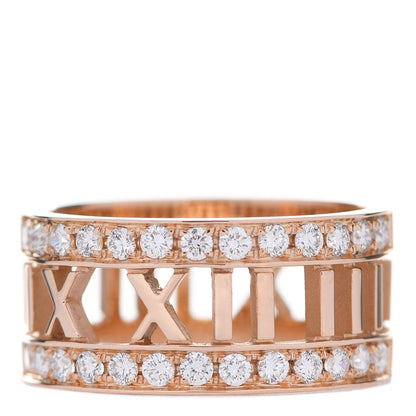 Tiffany 18K Rose Gold Diamond Wide Atlas Open Ring 51 5.75 1 of 6