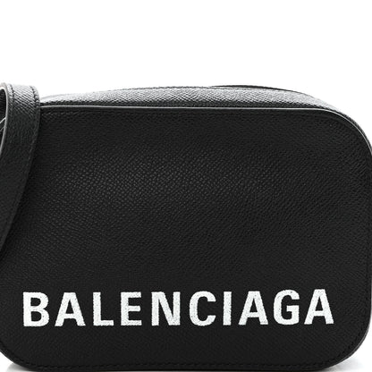 Balenciaga Signature Grained Calfskin Logo XS Ville Camera Bag Black White 7 of 9