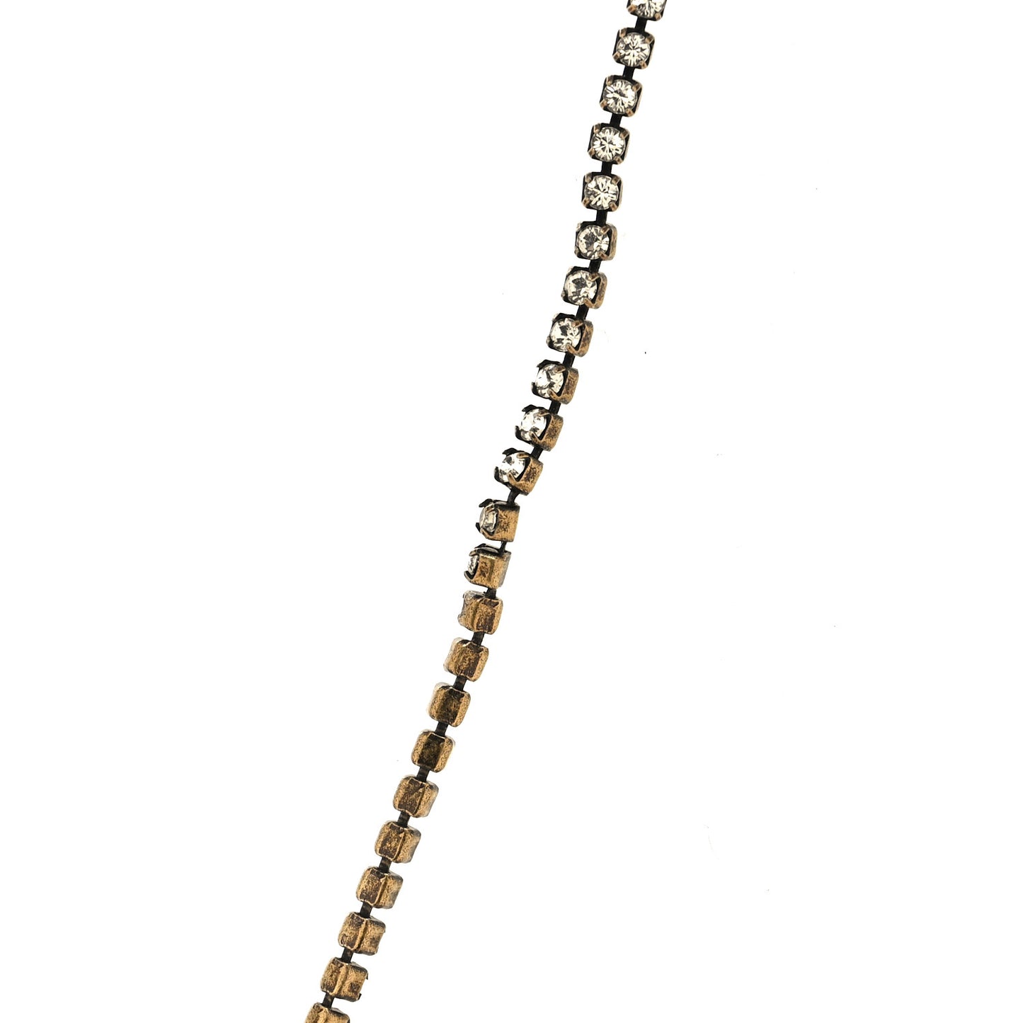 Metal Crystal Pearl Bee Necklace Aged Gold