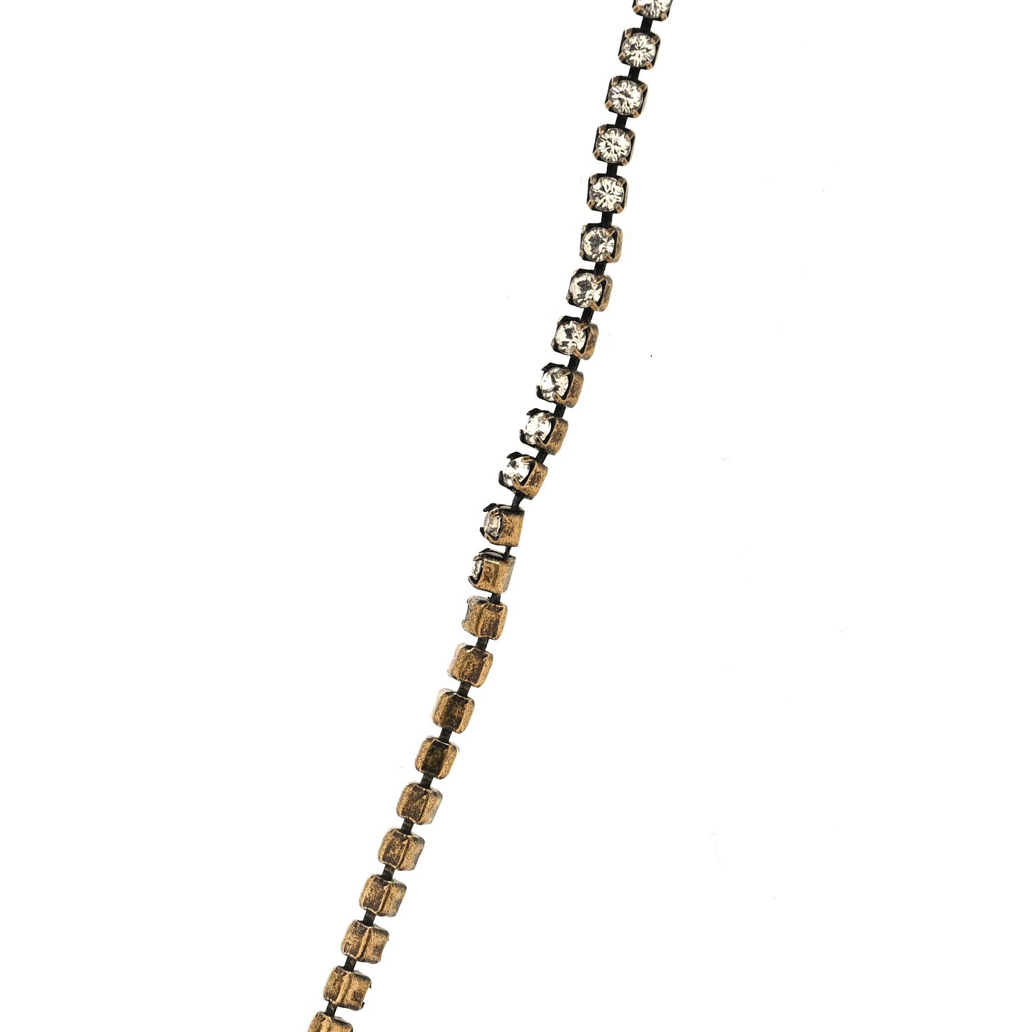 Gucci Metal Crystal Pearl Bee Necklace Aged Gold 7 of 7