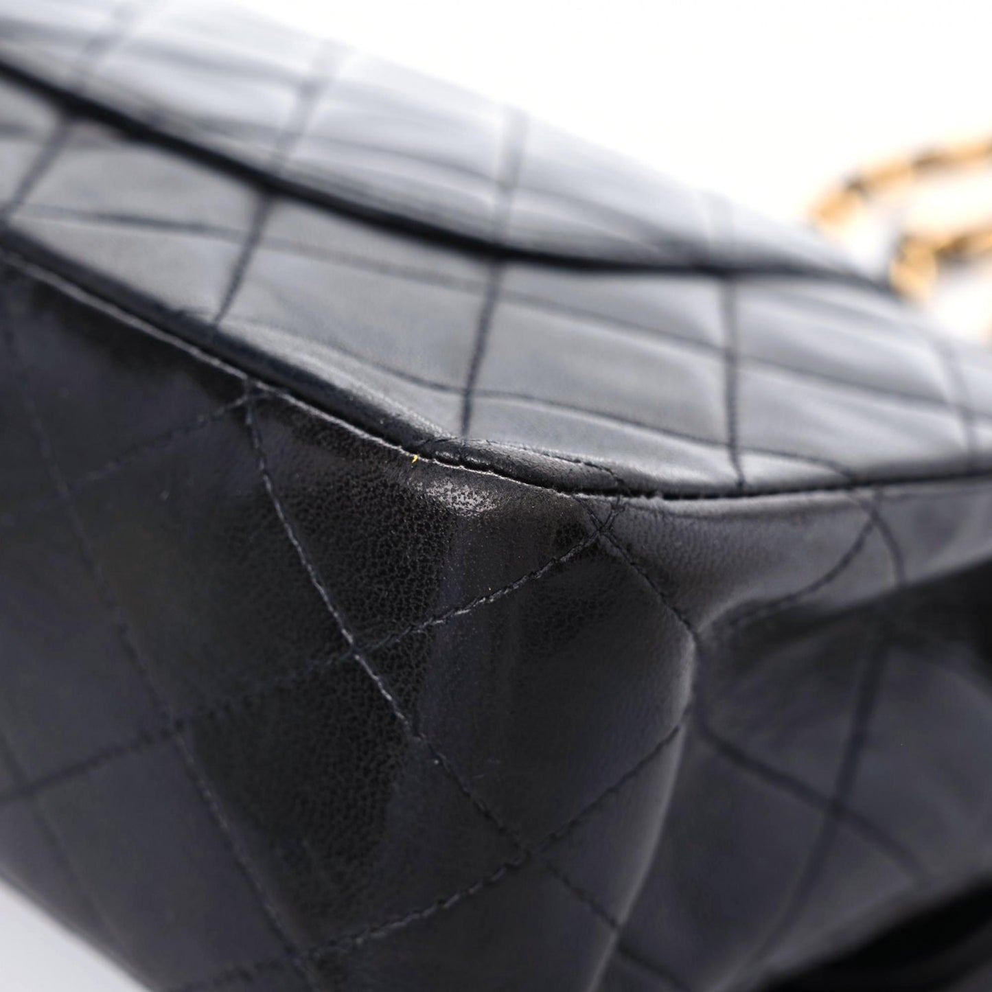 Lambskin Quilted Medium Double Flap Black