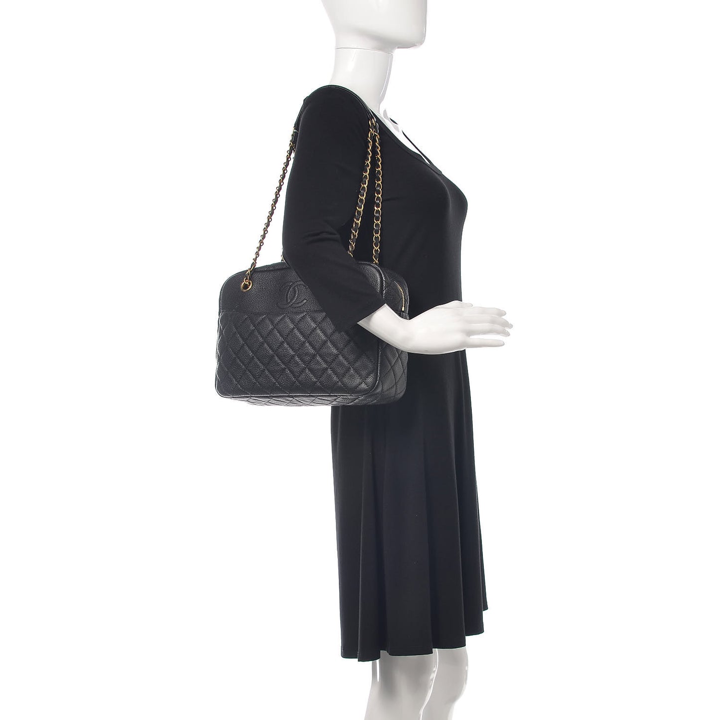 Caviar Quilted Camera Case Black