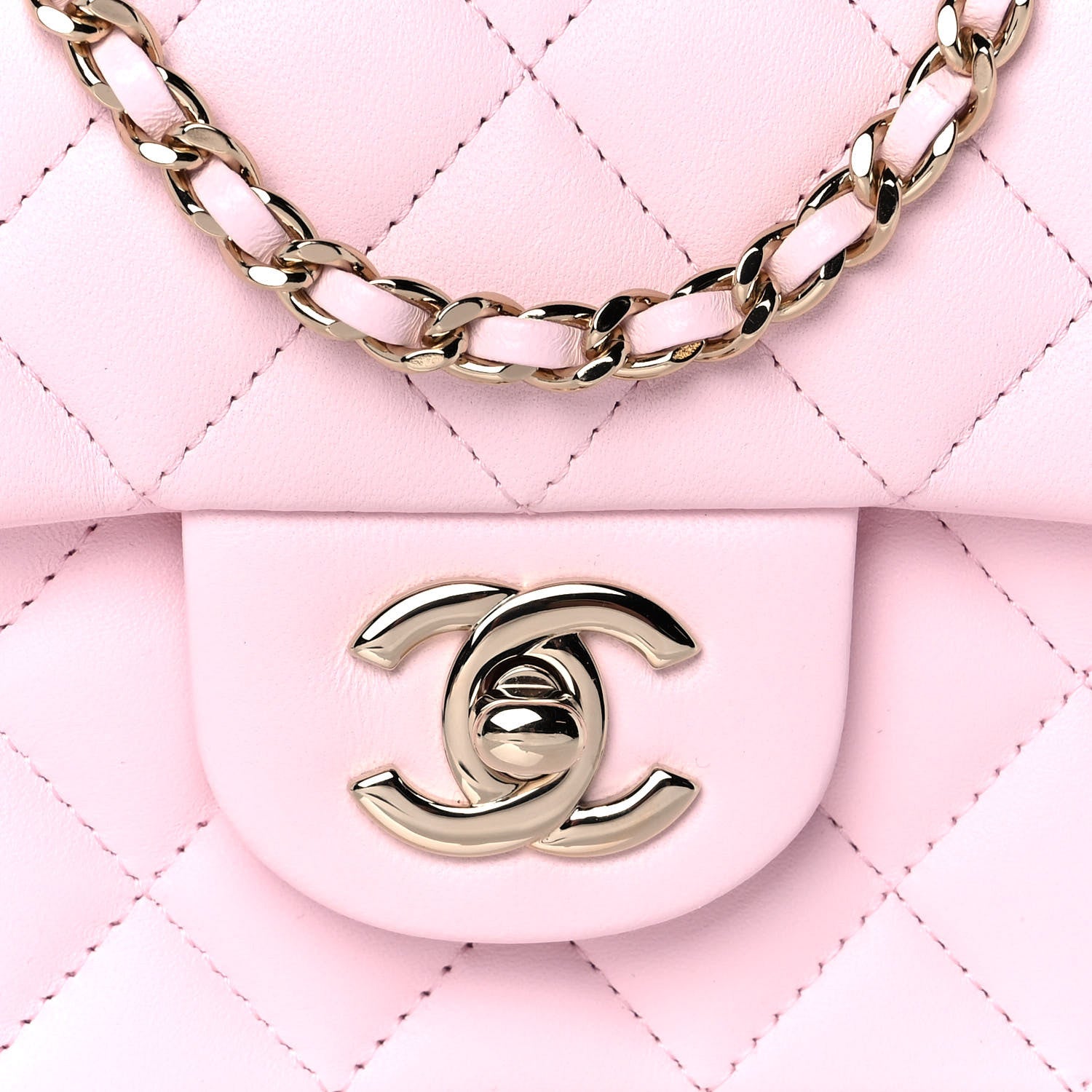 Chanel Lambskin Quilted Mini Top Handle Rectangular Flap Light Pink 10 of 13
