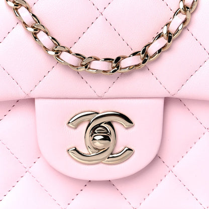 Chanel Lambskin Quilted Mini Top Handle Rectangular Flap Light Pink 10 of 13