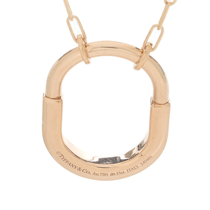 Tiffany 18K Rose Gold Diamond Medium Lock Pendant Necklace 5 of 6