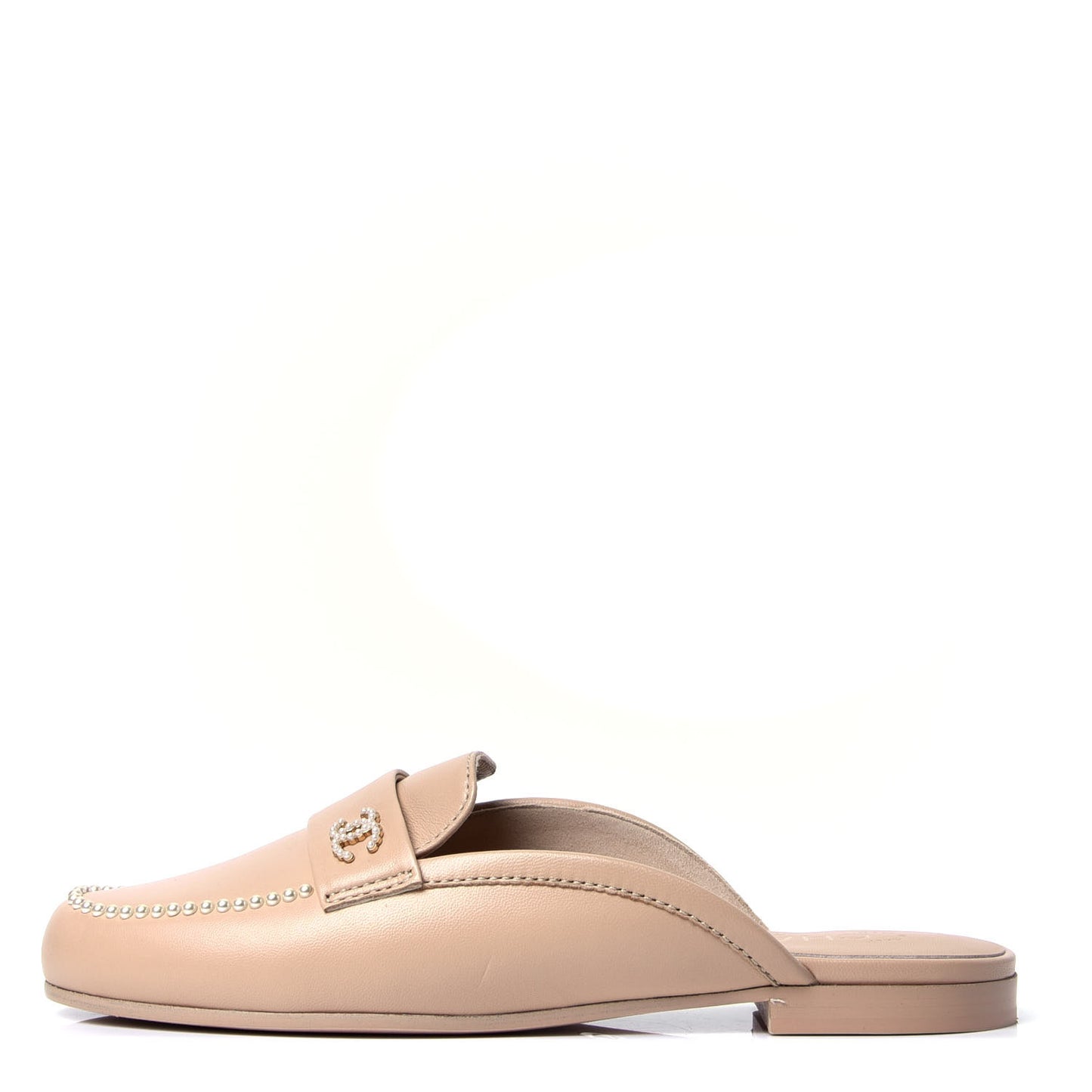 Lambskin Pearl CC Mules 39.5 Beige
