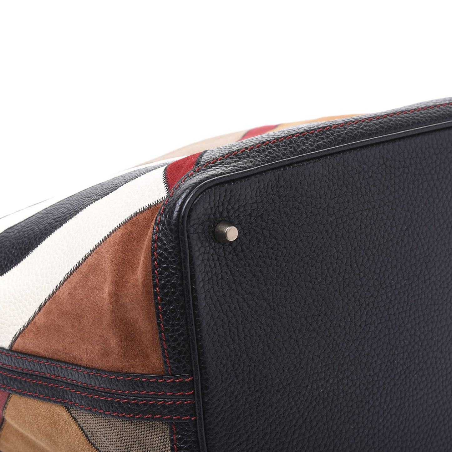 Grainy Calfskin Suede Canvas Mega Check Patchwork Medium Ashby Hobo Multicolor