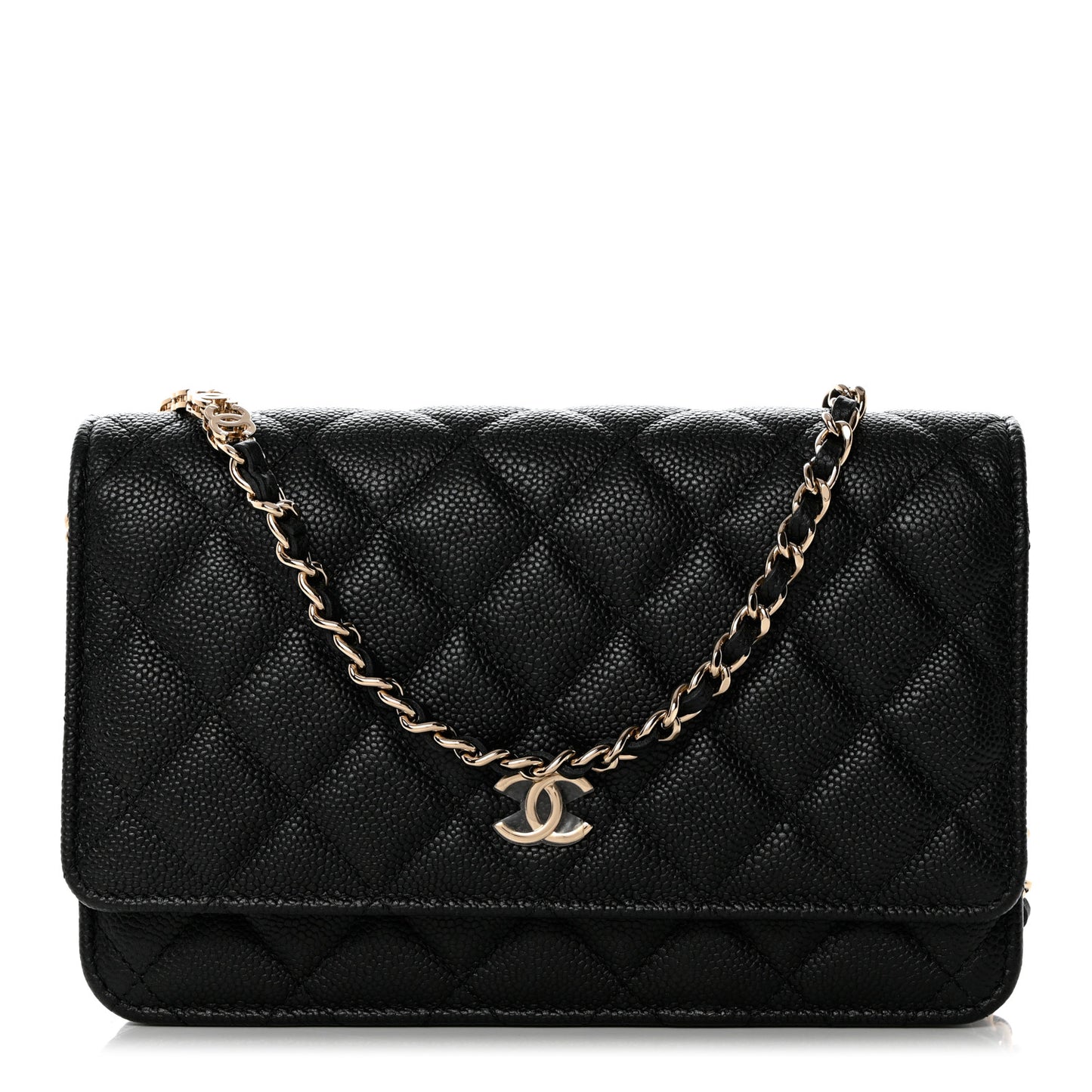 Caviar Quilted Tiny CC Wallet On Chain WOC Black