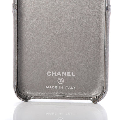 Chanel Goatskin Camellia Embossed iPhone X Case Grey 5 of 9