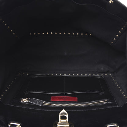 Valentino Garavani Textured Calfskin Medium Rockstud Tote Black 4 of 13