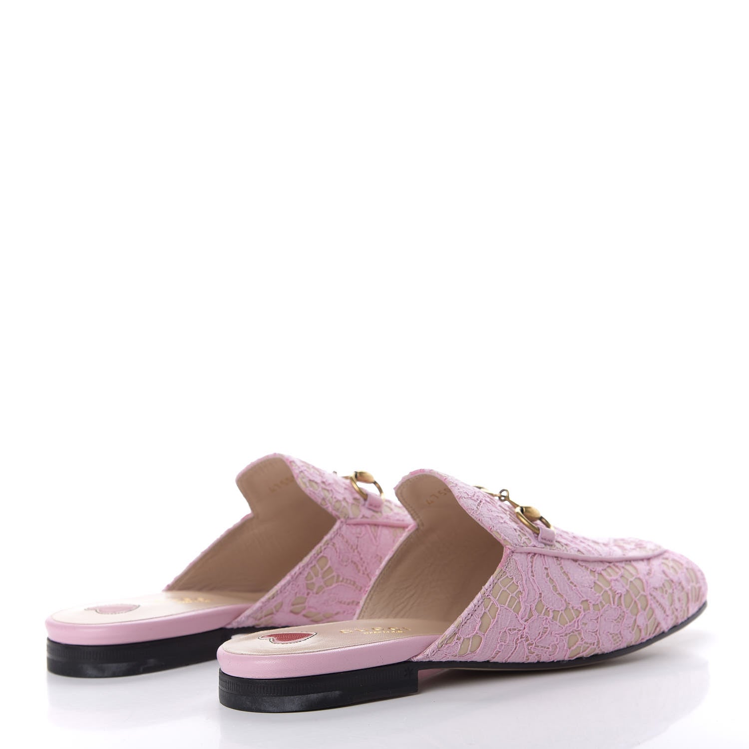 Gucci Lace Malaga Kid Womens Princetown Slippers 35.5 Sugar Pink Skin Rose 4 of 10