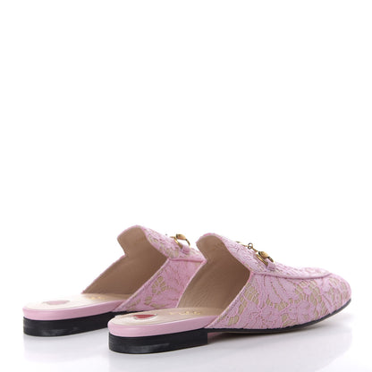 Gucci Lace Malaga Kid Womens Princetown Slippers 35.5 Sugar Pink Skin Rose 4 of 10