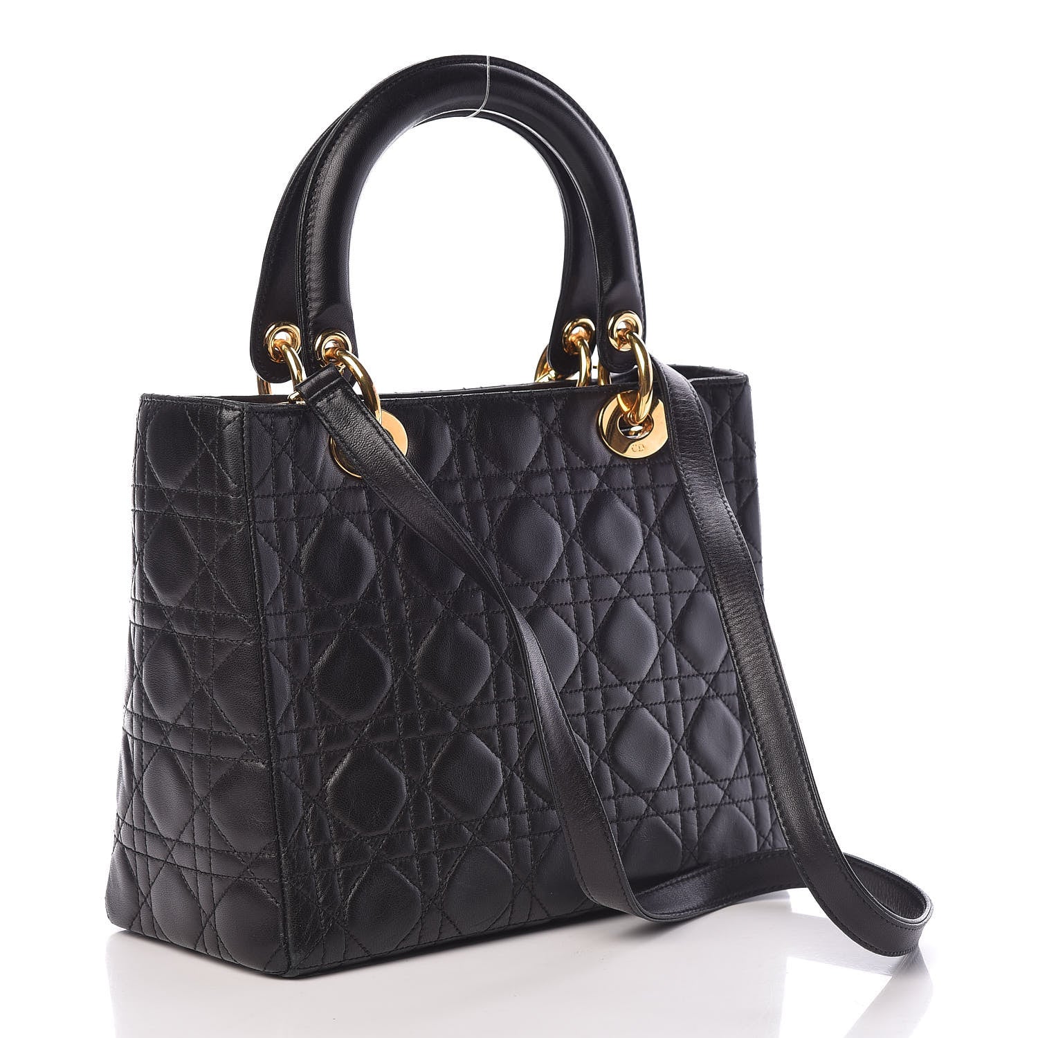 Christian Dior Lambskin Cannage Medium Lady Dior Black 3 of 14