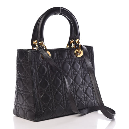 Christian Dior Lambskin Cannage Medium Lady Dior Black 3 of 14