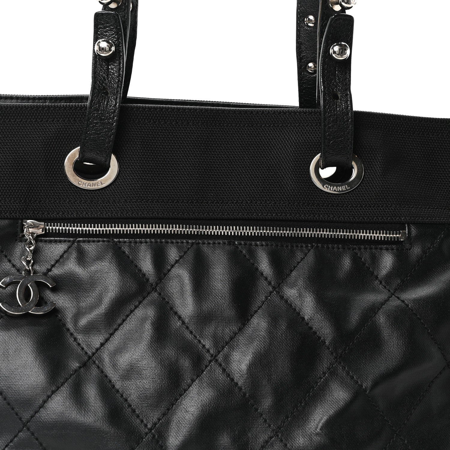 Chanel Coated Canvas Large Paris Biarritz Tote Black 9 of 11