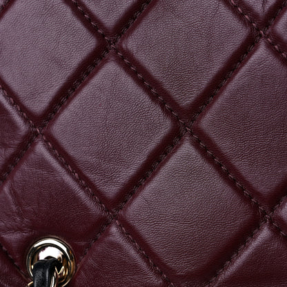 Chanel Shearling Sheepskin Quilted Tri-Color Flap Burgundy Black Grey 11 of 13