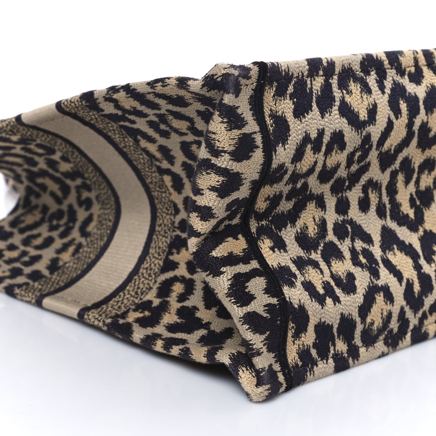 Christian Dior Canvas Mizza Embroidered Large Leopard Book Tote Beige 9 of 11