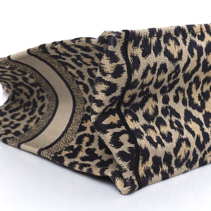 Christian Dior Canvas Mizza Embroidered Large Leopard Book Tote Beige 9 of 11