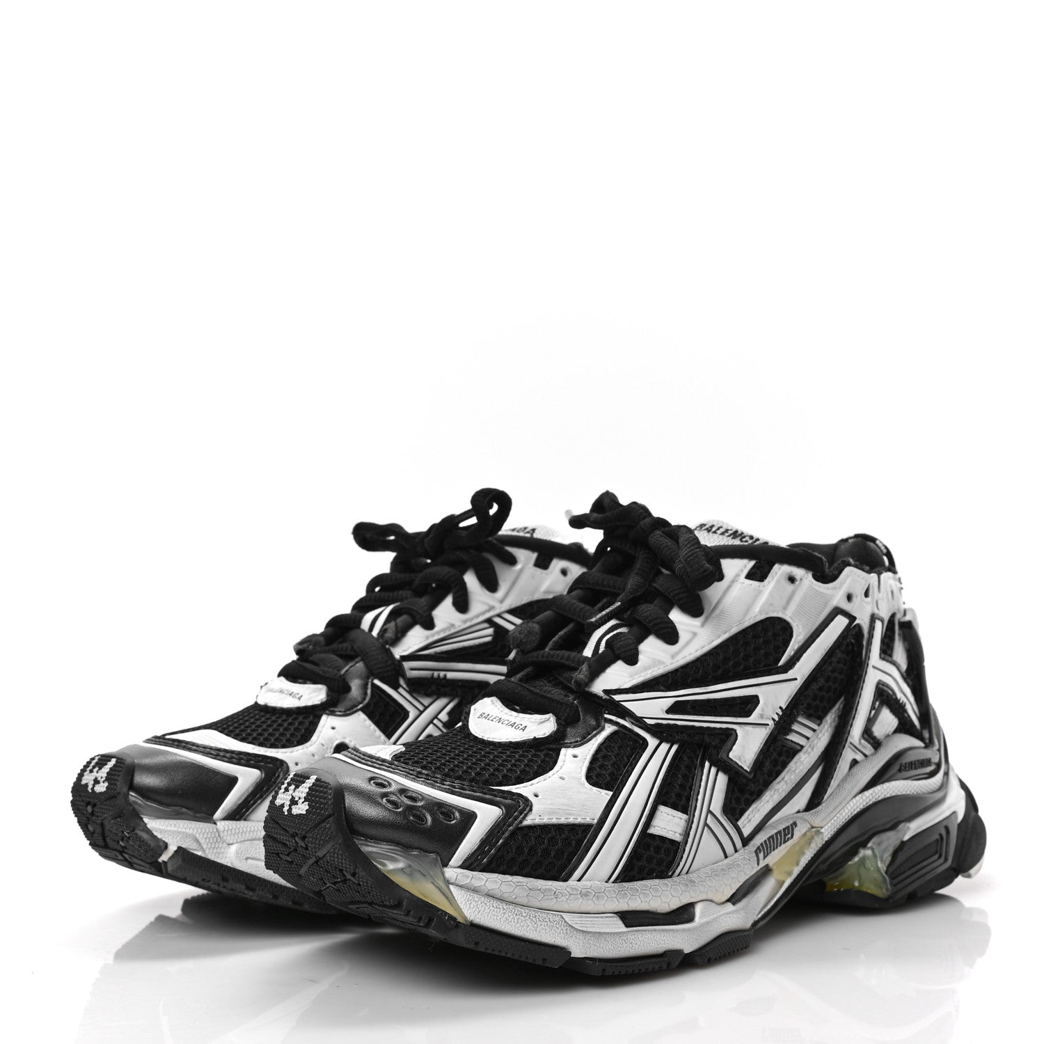 Balenciaga Mesh Rubber Bi-Color Mens Runner Sneakers 41 White Black 3 of 8