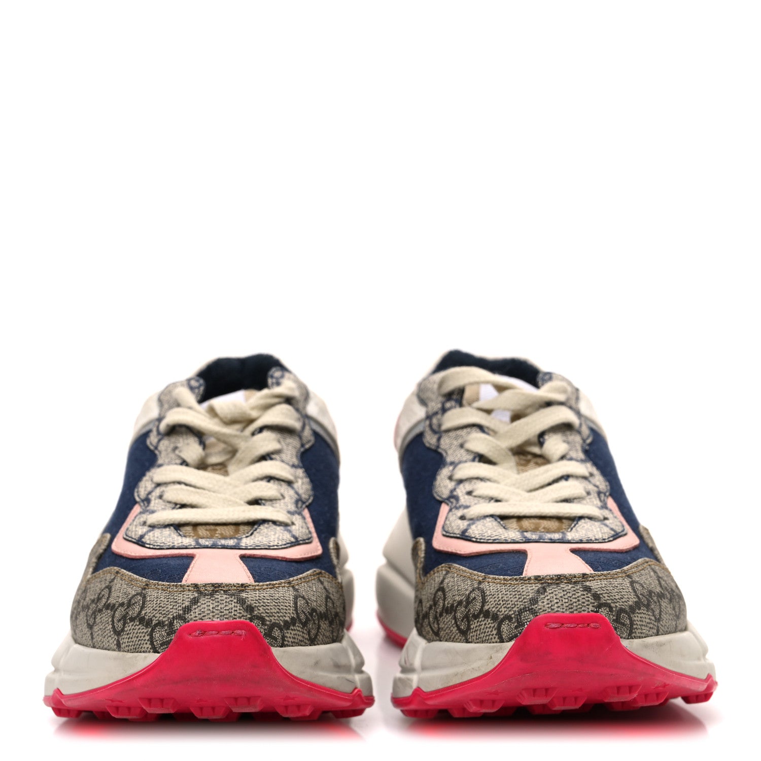 Gucci GG Supreme Monogram Mix Monogram Womens Rhyton Sneakers 35.5 London Blue Beige Pale Pink 3 of 11