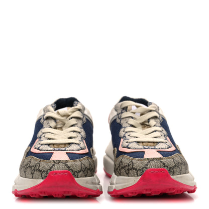 Gucci GG Supreme Monogram Mix Monogram Womens Rhyton Sneakers 35.5 London Blue Beige Pale Pink 3 of 11