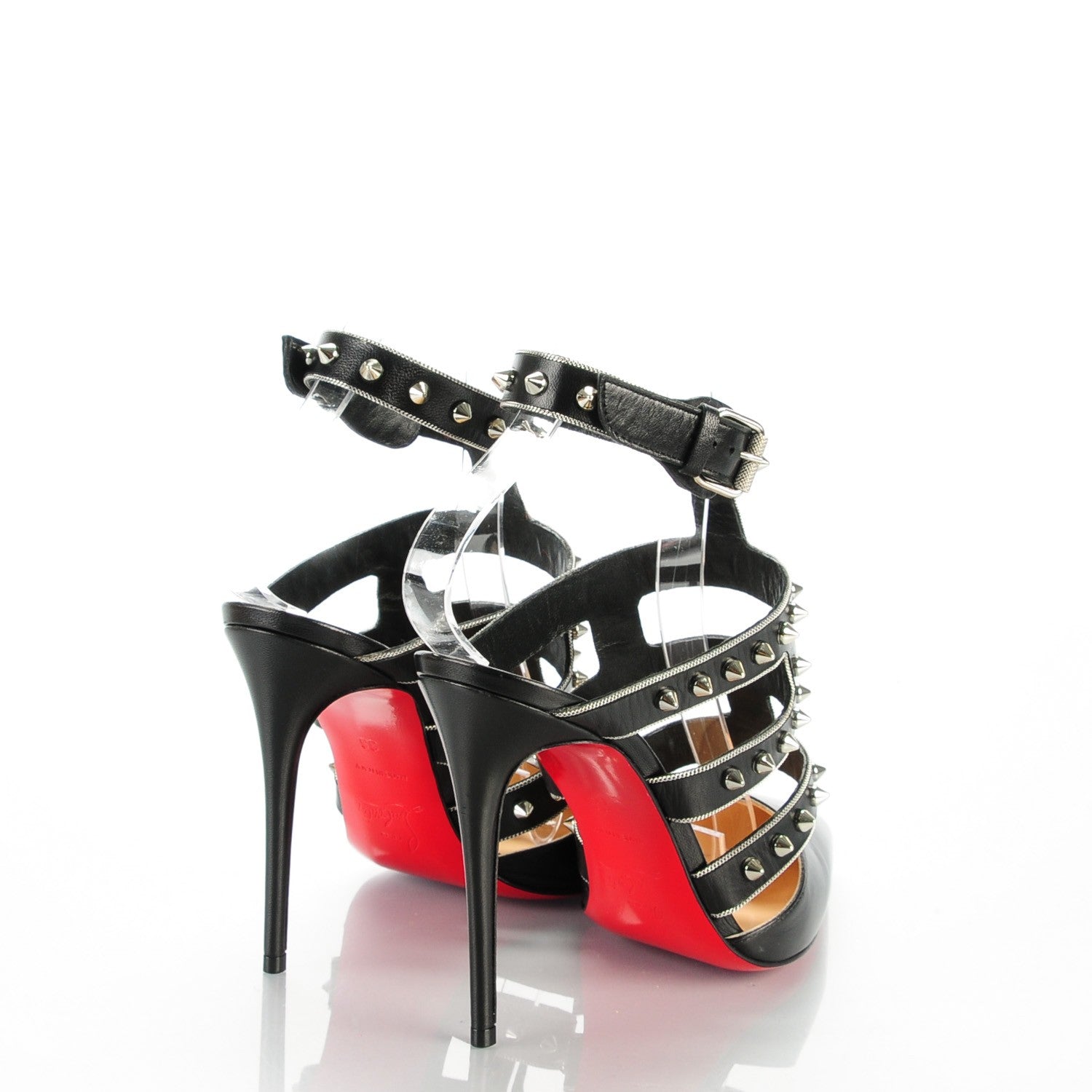 Christian Louboutin Kid Tchicaboum 100 Pumps 36 Black Silver 4 of 8