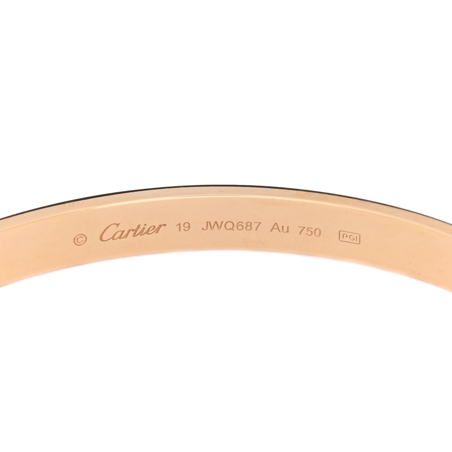 18K Yellow Gold LOVE Cuff Bracelet 19