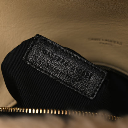 Saint Laurent Merino Shearling Lambskin Quilted Small Loulou Puffer Monogram Chain Satchel Natural Beige 8 of 12