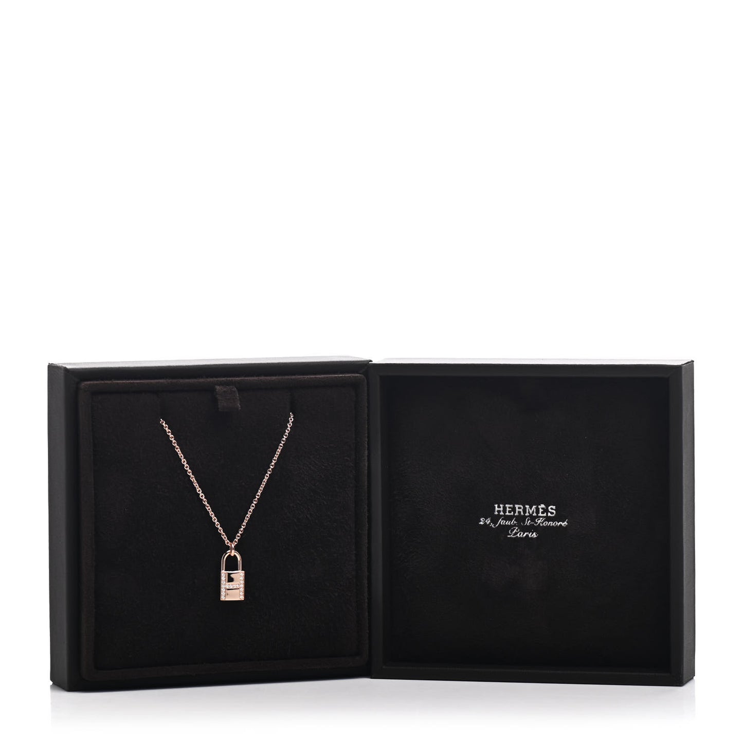 18K Rose Gold Diamond Amulettes Cadenas Pendant Necklace
