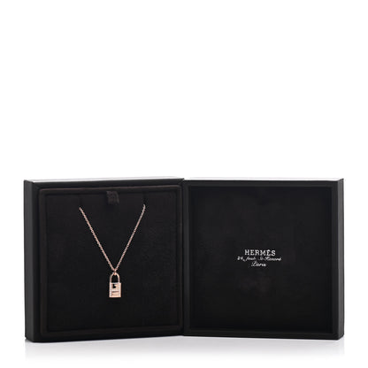 Hermes 18K Rose Gold Diamond Amulettes Cadenas Pendant Necklace 6 of 6