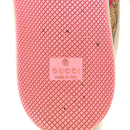 Gucci New GG Monogram Nubuck Web Crystal Embellished Womens Screener Sneakers 38.5 Camel Ebony Wild Rose 7 of 9